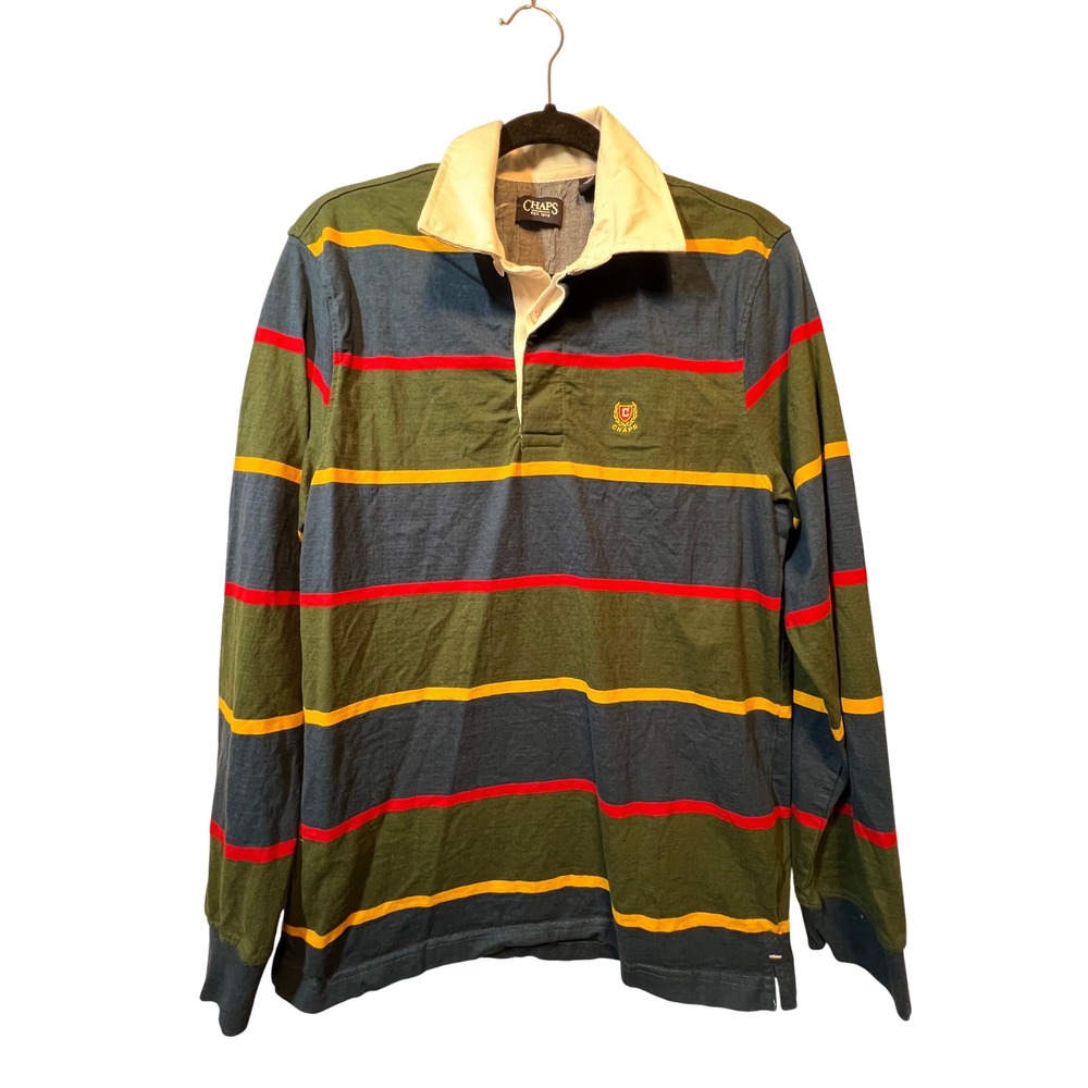 Chaps Men's Multi-Stripe Rugby Polo in Green, Blue, Red, Yellow